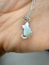 Load image into Gallery viewer, Sterling Silver Cat Pendant – Dainty 925 Silver Charm (6 × 16 mm)