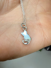 Load image into Gallery viewer, Sterling Silver Cat Pendant – Dainty 925 Silver Charm (6 × 16 mm)