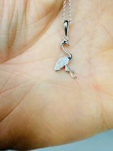 Load image into Gallery viewer, Sterling Silver Flamingo Pendant with Cubic zirconia – Dainty, Sparkly &amp; Coastal