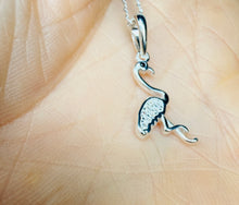 Load image into Gallery viewer, Sterling Silver Flamingo Pendant with Cubic zirconia – Dainty, Sparkly &amp; Coastal