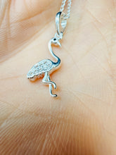 Load image into Gallery viewer, Sterling Silver Flamingo Pendant with Cubic zirconia – Dainty, Sparkly &amp; Coastal