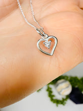 Load image into Gallery viewer, Sterling Silver Heart Pendant with Cubic zirconia – Dainty, Sparkly &amp; Timeless