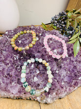 Load image into Gallery viewer, Sterling Silver Oxidized Leaf Bracelet – Natural Gemstone Beads (Moss Agate, Rose Quartz, Unakite)