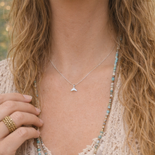 Load image into Gallery viewer, Sterling Silver Oxidized Whale Tail Pendant with Natural Shell – Ocean Lover’s Jewellery