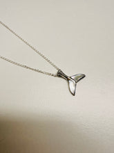 Load image into Gallery viewer, Sterling Silver Oxidized Whale Tail Pendant with Natural Shell – Ocean Lover’s Jewellery