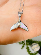 Load image into Gallery viewer, Sterling Silver Oxidized Whale Tail Pendant with Natural Shell – Ocean Lover’s Jewellery