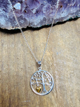 Load image into Gallery viewer, Sterling Silver Tree of Life Heart Pendant –  18K Gold‑Plated Symbol of Growth &amp; Connection