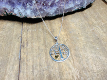 Load image into Gallery viewer, Sterling Silver Tree of Life Heart Pendant –  18K Gold‑Plated Symbol of Growth &amp; Connection