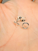 Load image into Gallery viewer, Sterling Silver X and O Stud Earrings – Classic 925 Silver Push‑Back Design (Made in Italy)