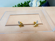Load image into Gallery viewer, 🍌 Sterling Silver, plated with 18K yellow gold Banana Stud Earrings – 925 Gold‑Plated Banana Earrings with Simulated Diamonds