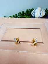Load image into Gallery viewer, 🍌 Sterling Silver, plated with 18K yellow gold Banana Stud Earrings – 925 Gold‑Plated Banana Earrings with Simulated Diamonds