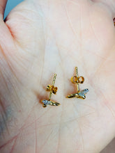 Load image into Gallery viewer, 🍌 Sterling Silver, plated with 18K yellow gold Banana Stud Earrings – 925 Gold‑Plated Banana Earrings with Simulated Diamonds