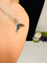 Load image into Gallery viewer, Tiny Sterling Silver Whale Tail Pendant – Minimalist Ocean Necklace Charm (13×10mm)