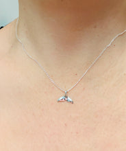 Load image into Gallery viewer, Tiny Sterling Silver Whale Tail Pendant – Minimalist Ocean Necklace Charm (13×10mm)