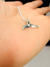 Load image into Gallery viewer, Tiny Sterling Silver Whale Tail Pendant – Minimalist Ocean Necklace Charm (13×10mm)
