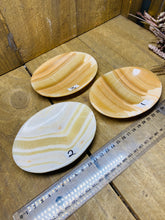 Load image into Gallery viewer, White, cream and orange Onyx oval bowls