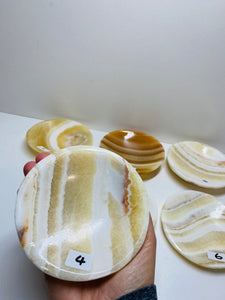 White, cream and orange Onyx bowls