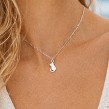 Load image into Gallery viewer, Sterling Silver Cat Pendant – Dainty 925 Silver Charm (6 × 16 mm)