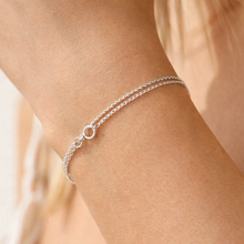 Load image into Gallery viewer, Sterling Silver Ball Bracelet – Minimalist 925 Silver Beaded Bracelet (Adjustable 15.2–19cm)