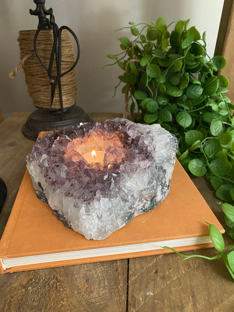 Amethyst Crystal tea light candle holder - home décor