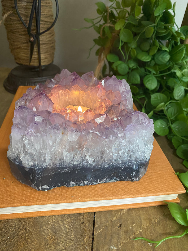 Amethyst Crystal tea light candle holder - home décor