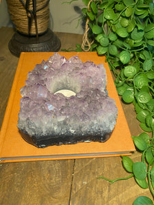 Amethyst Crystal tea light candle holder - home décor