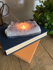 Amethyst Crystal tea light candle holder 