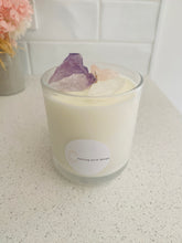 Load image into Gallery viewer, Large Amethyst, Rose Quartz and Clear Quartz natural soy Candle - Large size (285g)