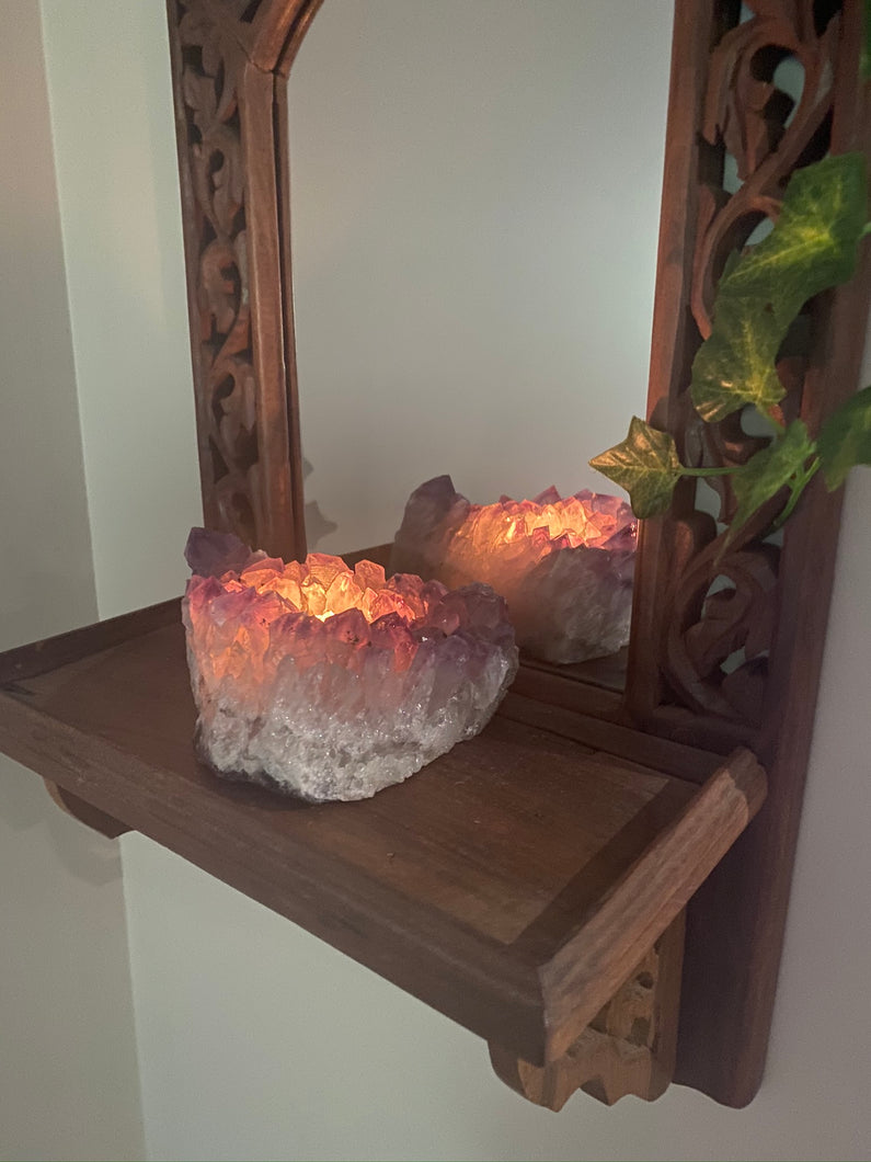 Amethyst Crystal Candle Holder, home décor