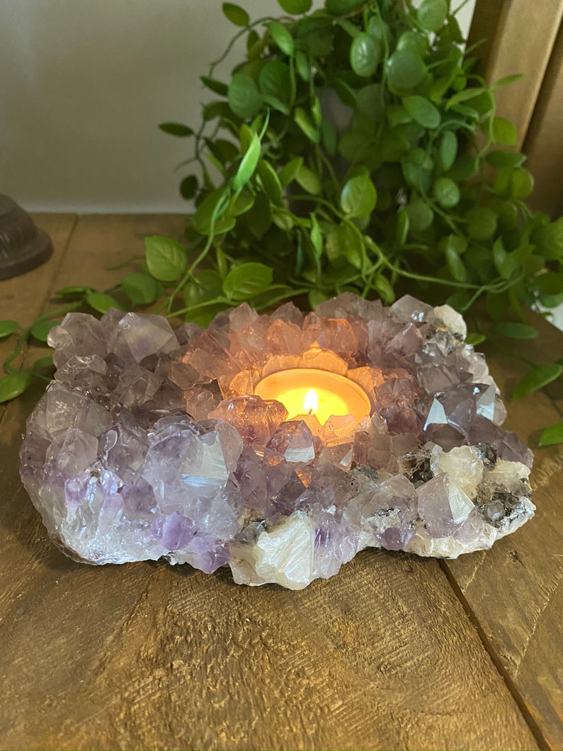 Amethyst Crystal Candle Holder, home décor