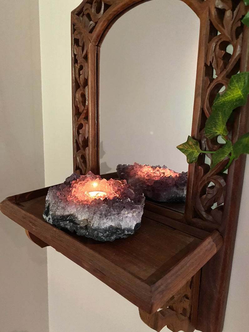 Amethyst Crystal Candle Holder, home décor