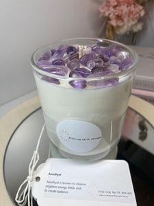 Large Amethyst stone natural soy Candle - Large candle size (285g)