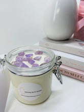 Load image into Gallery viewer, Medium Amethyst infused natural soy Candle in a jar- Medium size (180g)