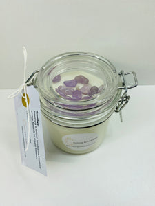 Medium Amethyst infused natural soy Candle in a jar- Medium size (180g)