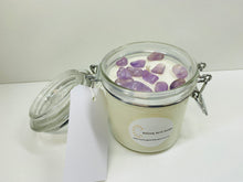 Load image into Gallery viewer, Medium Amethyst infused natural soy Candle in a jar- Medium size (180g)