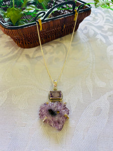 Amethyst pendant set in sterling silver - necklace