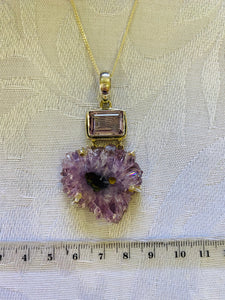 Amethyst pendant set in sterling silver - necklace