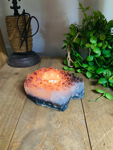 Amethyst Crystal tea light candle holder