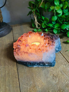 Amethyst Crystal tea light candle holder