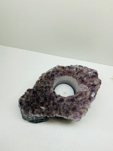 Amethyst Crystal tea light candle holder