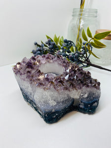 Amethyst Crystal tea light candle holder