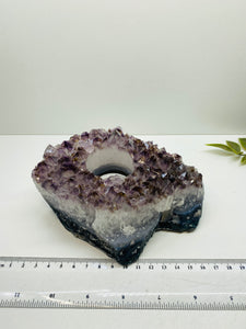 Amethyst Crystal tea light candle holder