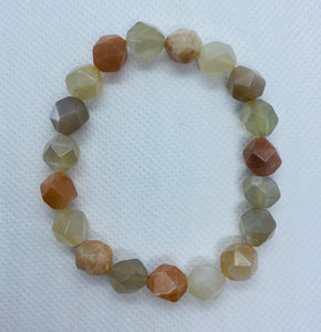 Apricot and Grey Moonstone bead bracelet