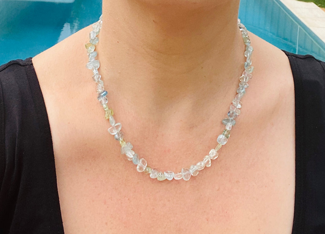 Aquamarine bead necklace