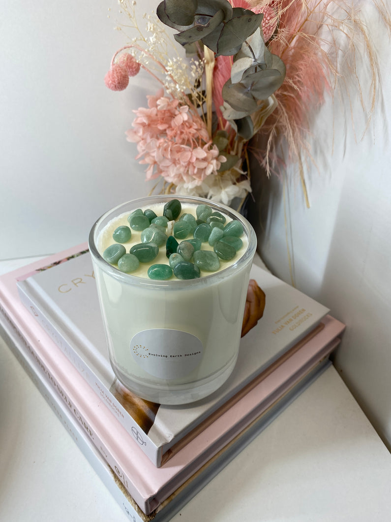 Large Aventurine natural soy Candle - Large candle size (285g)
