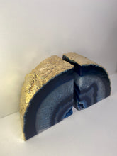 Load image into Gallery viewer, Blue Agate book ends with gold electroplating 03
