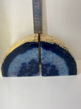 Load image into Gallery viewer, Blue Agate book ends with gold electroplating 05