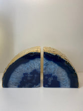 Load image into Gallery viewer, Blue Agate book ends with gold electroplating 05