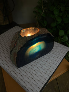 Blue Agate tea light Candle Holder