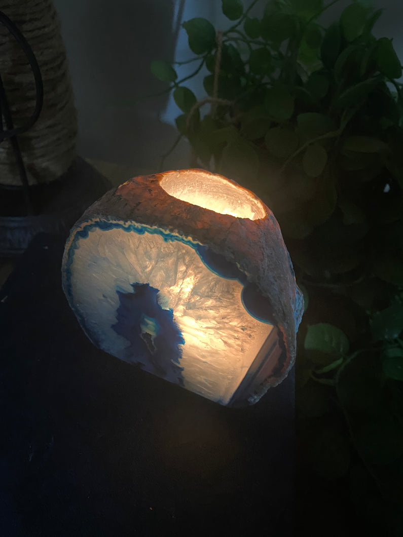 Blue Agate tea light Candle Holder 56